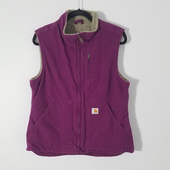 Carhartt Jackets & Coats Carhartt Purple Canvas Faux Sherpa Lined Vest Poshmark